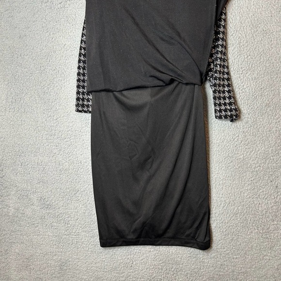 Jessica Howard Dress Womens 10 Black Houndstooth Glitter Knit Shift‎ Dress NEW - Picture 4 of 13